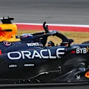 AUSTIN, TEXAS - OCTOBER 18: Sprint Pole qualifier Max Verstappen of the Netherlands driving the (1) Oracle Red Bull Racing RB20 waves to the crowd during Sprint Qualifying ahead of the F1 Grand Prix of United States at Circuit of The Americas on October 18, 2024 in Austin, Texas. (Photo by Mark Sutton/Getty Images)
