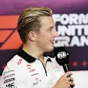 AUSTIN, TEXAS - OCTOBER 17: Liam Lawson of New Zealand and Visa Cash App RB attends the Drivers Press Conference during previews ahead of the F1 Grand Prix of United States at Circuit of The Americas on October 17, 2024 in Austin, Texas. (Photo by Jared C. Tilton/Getty Images)