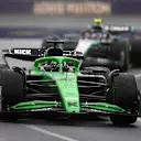 MELBOURNE, AUSTRALIA - MARCH 16: Nico Hulkenberg of Germany driving the (27) Kick Sauber C45 Ferrari leads Andrea Kimi Antonelli of Italy driving the (12) Mercedes AMG Petronas F1 Team W16 on track during the F1 Grand Prix of Australia at Albert Park Grand Prix Circuit on March 16, 2025 in Melbourne, Australia. (Photo by Bryn Lennon - Formula 1/Formula 1 via Getty Images)