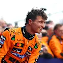 MELBOURNE, AUSTRALIA - MARCH 16: Race winner Lando Norris of Great Britain and McLaren celebrates in parc ferme during the F1 Grand Prix of Australia at Albert Park Grand Prix Circuit on March 16, 2025 in Melbourne, Australia. (Photo by Bryn Lennon - Formula 1/Formula 1 via Getty Images)