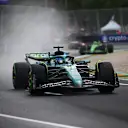 MELBOURNE, AUSTRALIA - MARCH 16: Lance Stroll of Canada driving the (18) Aston Martin F1 Team AMR25 Mercedes leads Nico Hulkenberg of Germany driving the (27) Kick Sauber C45 Ferrari on track during the F1 Grand Prix of Australia at Albert Park Grand Prix Circuit on March 16, 2025 in Melbourne, Australia. (Photo by Clive Mason/Getty Images)