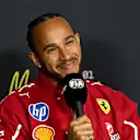 MELBOURNE, AUSTRALIA - MARCH 13: Lewis Hamilton of Great Britain and Scuderia Ferrari in the Press Conference during previews ahead of the F1 Grand Prix of Australia at Albert Park Grand Prix Circuit on March 13, 2025 in Melbourne, Australia. (Photo by Mark Sutton - Formula 1/Formula 1 via Getty Images)
