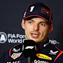 MELBOURNE, AUSTRALIA - MARCH 15: Third placed qualifier Max Verstappen of the Netherlands and Oracle Red Bull Racing in the Drivers Press Conference during qualifying ahead of the F1 Grand Prix of Australia at Albert Park Grand Prix Circuit on March 15, 2025 in Melbourne, Australia. (Photo by Clive Rose/Getty Images)