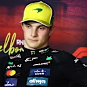 MELBOURNE, AUSTRALIA - MARCH 15: Second placed qualifier Oscar Piastri of Australia and McLaren in the Drivers Press Conference during qualifying ahead of the F1 Grand Prix of Australia at Albert Park Grand Prix Circuit on March 15, 2025 in Melbourne, Australia. (Photo by Clive Rose/Getty Images)