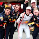SUZUKA, JAPAN - APRIL 06: Race winner Max Verstappen of the Netherlands and Oracle Red Bull Racing celebrates with teammates in parc ferme during the F1 Grand Prix of Japan at Suzuka Circuit on April 06, 2025 in Suzuka, Japan. (Photo by Mark Thompson/Getty Images)