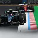 SUZUKA, JAPAN - APRIL 04: Andrea Kimi Antonelli of Italy driving the (12) Mercedes AMG Petronas F1 Team W16 leads Lewis Hamilton of Great Britain driving the (44) Scuderia Ferrari SF-25 on track during practice ahead of the F1 Grand Prix of Japan at Suzuka Circuit on April 04, 2025 in Suzuka, Japan. (Photo by Mark Sutton - Formula 1/Formula 1 via Getty Images)