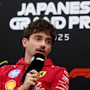 SUZUKA, JAPAN - APRIL 03: Charles Leclerc of Monaco and Scuderia Ferrari in the Drivers Press Conference during previews ahead of the F1 Grand Prix of Japan at Suzuka Circuit on April 03, 2025 in Suzuka, Japan. (Photo by Clive Rose/Getty Images)