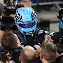 BAHRAIN, BAHRAIN - APRIL 13: Second placed George Russell of Great Britain and Mercedes AMG Petronas F1 Team celebrates in parc ferme during the F1 Grand Prix of Bahrain at Bahrain International Circuit on April 13, 2025 in Bahrain, Bahrain. (Photo by Clive Rose/Getty Images)