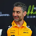 BAHRAIN, BAHRAIN - APRIL 11: Andrea Stella, Team Principal of McLaren looks on in the Team Principals Press Conference during practice ahead of the F1 Grand Prix of Bahrain at Bahrain International Circuit on April 11, 2025 in Bahrain, Bahrain. (Photo by Bryn Lennon/Getty Images)