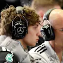 BAHRAIN, BAHRAIN - APRIL 11: Andrea Kimi Antonelli of Italy and Mercedes AMG Petronas F1 Team looks on in the garage during practice ahead of the F1 Grand Prix of Bahrain at Bahrain International Circuit on April 11, 2025 in Bahrain, Bahrain. (Photo by Mark Sutton - Formula 1/Formula 1 via Getty Images)