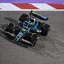 BAHRAIN, BAHRAIN - APRIL 12: Lance Stroll of Canada driving the (18) Aston Martin F1 Team AMR25 Mercedes on track during qualifying ahead of the F1 Grand Prix of Bahrain at Bahrain International Circuit on April 12, 2025 in Bahrain, Bahrain. (Photo by Rudy Carezzevoli/Getty Images)