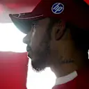 BAHRAIN, BAHRAIN - APRIL 12: Ninth placed qualifier Lewis Hamilton of Great Britain and Scuderia Ferrari looks on during qualifying ahead of the F1 Grand Prix of Bahrain at Bahrain International Circuit on April 12, 2025 in Bahrain, Bahrain. (Photo by Rudy Carezzevoli/Getty Images)