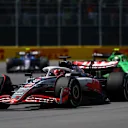 MONTREAL, QUEBEC - JUNE 15: Esteban Ocon of France driving the (31) Haas F1 VF-25 Ferrari leads Gabriel Bortoleto of Brazil driving the (5) Kick Sauber C45 Ferrari and Carlos Sainz of Spain driving the (55) Williams FW47 Mercedes on track during the F1 Grand Prix of Canada at Circuit Gilles-Villeneuve on June 15, 2025 in Montreal, Quebec. (Photo by Clive Rose/Getty Images)