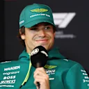 MONTREAL, QUEBEC - JUNE 12: Lance Stroll of Canada and Aston Martin F1 Team speaks in the Drivers Press Conference during previews ahead of the F1 Grand Prix of Canada at Circuit Gilles-Villeneuve on June 12, 2025 in Montreal, Quebec. (Photo by Clive Rose/Getty Images)
