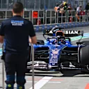 MONTREAL, QUEBEC - JUNE 14: Alexander Albon of Thailand driving the (23) Williams FW47 Mercedes in the Pitlane with damage during qualifying ahead of the F1 Grand Prix of Canada at Circuit Gilles-Villeneuve on June 14, 2025 in Montreal, Quebec. (Photo by Rudy Carezzevoli/Getty Images)