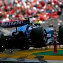 IMOLA, ITALY - MAY 17: Alexander Albon of Thailand driving the (23) Williams FW47 Mercedes gets his wheels off the ground during final practice ahead of the F1 Grand Prix of Emilia-Romagna at Autodromo Internazionale Enzo e Dino Ferrari on May 17, 2025 in Imola, Italy. (Photo by Rudy Carezzevoli/Getty Images)
