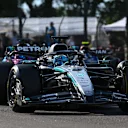 IMOLA, ITALY - MAY 17: George Russell of Great Britain driving the (63) Mercedes AMG Petronas F1 Team W16 leads Pierre Gasly of France driving the (10) Alpine F1 A525 Renault on track during qualifying ahead of the F1 Grand Prix of Emilia-Romagna at Autodromo Internazionale Enzo e Dino Ferrari on May 17, 2025 in Imola, Italy. (Photo by Mark Sutton - Formula 1/Formula 1 via Getty Images)