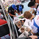 BUDAPEST, HUNGARY - AUGUST 01: Carlos Sainz of Spain and Williams Alexander Albon of Thailand and