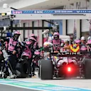 MIAMI, FLORIDA - MAY 04: Pierre Gasly of France driving the (10) Alpine F1 A525 Renault makes a pitstop during the F1 Grand Prix of Miami at Miami International Autodrome on May 04, 2025 in Miami, Florida. (Photo by Mark Thompson/Getty Images)