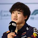 MIAMI, FLORIDA - MAY 01: Yuki Tsunoda of Japan and Oracle Red Bull Racing speaks in the Drivers Press Conference during previews ahead of the F1 Grand Prix of Miami at Miami International Autodrome on May 01, 2025 in Miami, Florida. (Photo by Clive Rose/Getty Images)