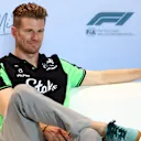 MIAMI, FLORIDA - MAY 01: Nico Hulkenberg of Germany and Stake F1 Team Kick Sauber looks on in the Drivers Press Conference during previews ahead of the F1 Grand Prix of Miami at Miami International Autodrome on May 01, 2025 in Miami, Florida. (Photo by Clive Rose/Getty Images)