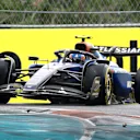 MIAMI, FLORIDA - MAY 03: Carlos Sainz of Spain driving the (55) Williams FW47 Mercedes on track with a puncture during the Sprint ahead of the F1 Grand Prix of Miami at Miami International Autodrome on May 03, 2025 in Miami, Florida. (Photo by Clive Rose/Getty Images)