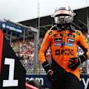 MIAMI, FLORIDA - MAY 03: Sprint winner Lando Norris of Great Britain and McLaren in parc ferme during the Sprint ahead of the F1 Grand Prix of Miami at Miami International Autodrome on May 03, 2025 in Miami, Florida. (Photo by Bryn Lennon - Formula 1/Formula 1 via Getty Images)