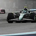 MIAMI, FLORIDA - MAY 03: Fernando Alonso of Spain driving the (14) Aston Martin F1 Team AMR25 Mercedes leads Liam Lawson of New Zealand driving the (30) Visa Cash App Racing Bulls VCARB 02 on track during the Sprint ahead of the F1 Grand Prix of Miami at Miami International Autodrome on May 03, 2025 in Miami, Florida. (Photo by Mark Sutton - Formula 1/Formula 1 via Getty Images)