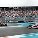 MIAMI, FLORIDA - MAY 03: Max Verstappen of the Netherlands driving the (1) Oracle Red Bull Racing RB21 leads Isack Hadjar of France driving the (6) Visa Cash App Racing Bulls VCARB 02 as he emerges from the pitlane during the Sprint ahead of the F1 Grand Prix of Miami at Miami International Autodrome on May 03, 2025 in Miami, Florida. (Photo by Rudy Carezzevoli/Getty Images)