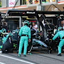 MONTE-CARLO, MONACO - MAY 25: George Russell of Great Britain driving the (63) Mercedes AMG Petronas F1 Team W16 makes a pitstop during the F1 Grand Prix of Monaco at Circuit de Monaco on May 25, 2025 in Monte-Carlo, Monaco. (Photo by Steven Tee/Getty Images)