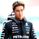 MONTE-CARLO, MONACO - MAY 24: Fourteenth placed qualifier George Russell of Great Britain and Mercedes AMG Petronas F1 Team looks on during qualifying ahead of the F1 Grand Prix of Monaco at Circuit de Monaco on May 24, 2025 in Monte-Carlo, Monaco (Photo by Bryn Lennon - Formula 1/Formula 1 via Getty Images)