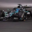 JEDDAH, SAUDI ARABIA - APRIL 20: George Russell of Great Britain driving the (63) Mercedes AMG Petronas F1 Team W16 on track during the F1 Grand Prix of Saudi Arabia at Jeddah Corniche Circuit on April 20, 2025 in Jeddah, Saudi Arabia. (Photo by Alex Pantling/Getty Images)