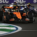 JEDDAH, SAUDI ARABIA - APRIL 20: Lando Norris of Great Britain driving the (4) McLaren MCL39 Mercedes leads Carlos Sainz of Spain driving the (55) Williams FW47 Mercedes on track during the F1 Grand Prix of Saudi Arabia at Jeddah Corniche Circuit on April 20, 2025 in Jeddah, Saudi Arabia. (Photo by Rudy Carezzevoli/Getty Images)