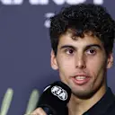 JEDDAH, SAUDI ARABIA - APRIL 17: Gabriel Bortoleto of Brazil and Stake F1 Team Kick Sauber speaks in the Drivers Press Conference during previews ahead of the F1 Grand Prix of Saudi Arabia at Jeddah Corniche Circuit on April 17, 2025 in Jeddah, Saudi Arabia. (Photo by Clive Rose/Getty Images)