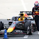 BARCELONA, SPAIN - JUNE 01: Tenth placed Max Verstappen of the Netherlands and Oracle Red Bull Racing looks down in parc ferme during the F1 Grand Prix of Spain at Circuit de Barcelona-Catalunya on June 01, 2025 in Barcelona, Spain. (Photo by Mark Thompson/Getty Images)