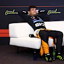BARCELONA, SPAIN - JUNE 01: Second placed Lando Norris of Great Britain and McLaren in the Drivers Press Conference during the F1 Grand Prix of Spain at Circuit de Barcelona-Catalunya on June 01, 2025 in Barcelona, Spain. (Photo by Clive Rose/Getty Images)