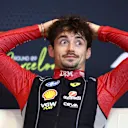 BARCELONA, SPAIN - JUNE 01: Third placed Charles Leclerc of Monaco and Scuderia Ferrari in the Drivers Press Conference during the F1 Grand Prix of Spain at Circuit de Barcelona-Catalunya on June 01, 2025 in Barcelona, Spain. (Photo by Clive Rose/Getty Images)