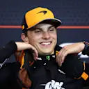 BARCELONA, SPAIN - JUNE 01: Race winner Oscar Piastri of Australia and McLaren in the Drivers Press Conference during the F1 Grand Prix of Spain at Circuit de Barcelona-Catalunya on June 01, 2025 in Barcelona, Spain. (Photo by Clive Rose/Getty Images)