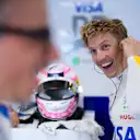 BARCELONA, SPAIN - MAY 30: Liam Lawson of New Zealand and Visa Cash App Racing Bulls looks on in the garage during practice ahead of the F1 Grand Prix of Spain at Circuit de Barcelona-Catalunya on May 30, 2025 in Barcelona, Spain. (Photo by Rudy Carezzevoli/Getty Images)