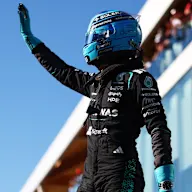 MONTREAL, QUEBEC - MAY 22: Sprint Pole qualifier George Russell of Great Britain and Mercedes AMG