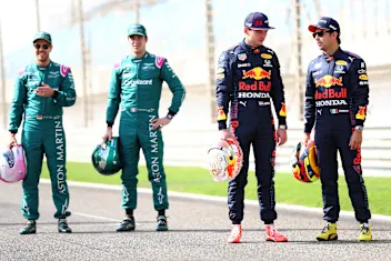 BAHRAIN, BAHRAIN - MARCH 12:   Max Verstappen of Netherlands and Red Bull Racing and team mate