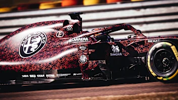 Kimi Raikkonen samples the 2019 Alfa Romeo - in a special Valentine's Day livery - at Fiorano in