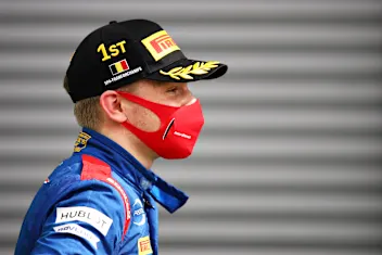 SPA, BELGIUM - AUGUST 30: Race winner Robert Shwartzman of Russia and Prema Racing looks on in parc