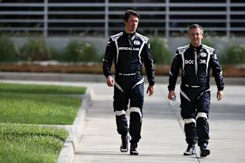 BAHRAIN, BAHRAIN - APRIL 08: FIA Safety Car driver Alan van der Merwe and FIA Doctor Ian Robertson