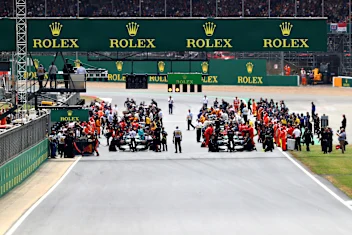 NORTHAMPTON, ENGLAND - JULY 14: A general view of the starting grid during the F1 Grand Prix of