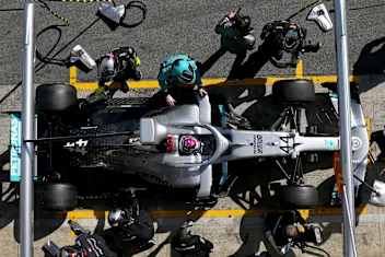 BARCELONA, SPAIN - FEBRUARY 20: Lewis Hamilton of Great Britain driving the (44) Mercedes AMG
