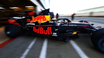 NORTHAMPTON, ENGLAND - FEBRUARY 12: Max Verstappen of the Netherlands driving the (33) Aston Martin