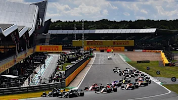 NORTHAMPTON, ENGLAND - AUGUST 02: Lewis Hamilton of Great Britain driving the (44) Mercedes AMG
