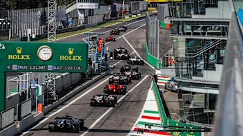 AUTODROMO NAZIONALE MONZA, ITALY - SEPTEMBER 05: The drivers all head for the track at the start of