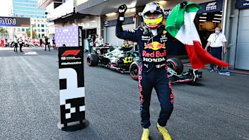 BAKU, AZERBAIJAN - JUNE 06: Race winner Sergio Perez of Mexico and Red Bull Racing celebrates in